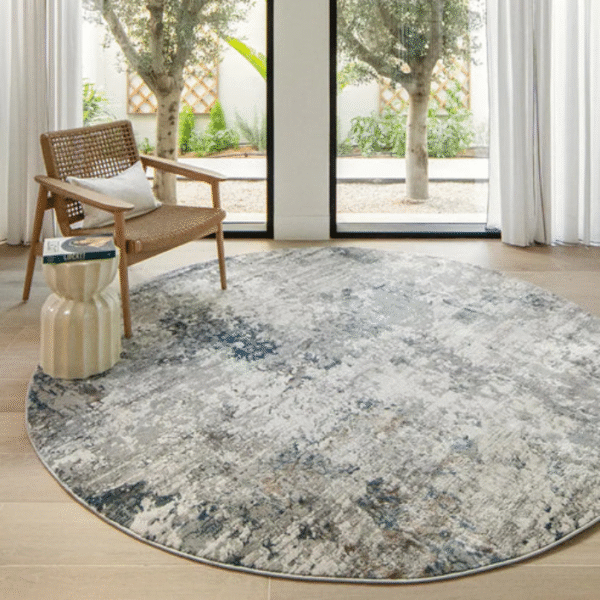 Corner of rug with faded stripe finish