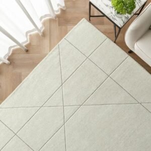 Diamond square rug in bright room