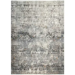 Rustic distressed grey area rug