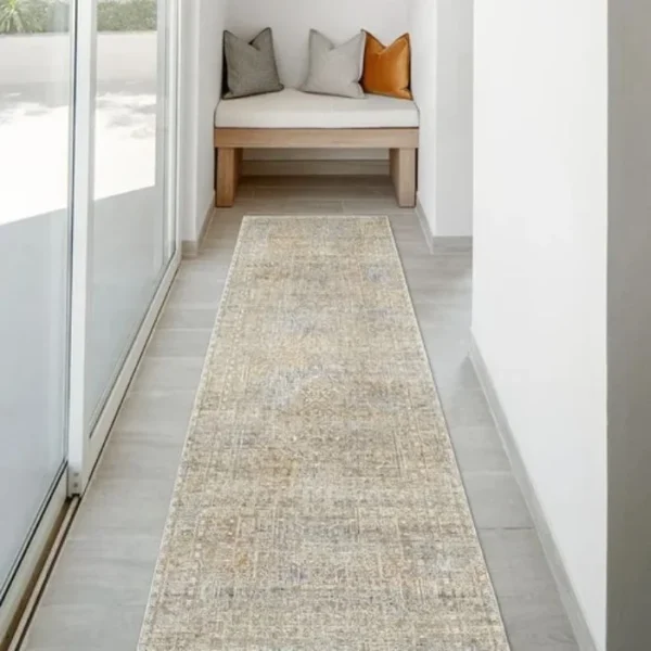 Rustic Texture Distressed Abstract Runner Rug
