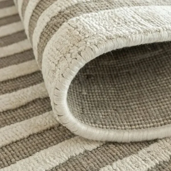 Minimalist 3D striped rug layout
