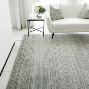Linear textured rug in narrow stripe style