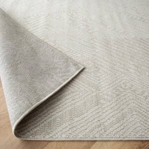 Beige fuzzy rug with soft texture