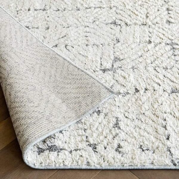 Beige fuzzy rug with soft texture