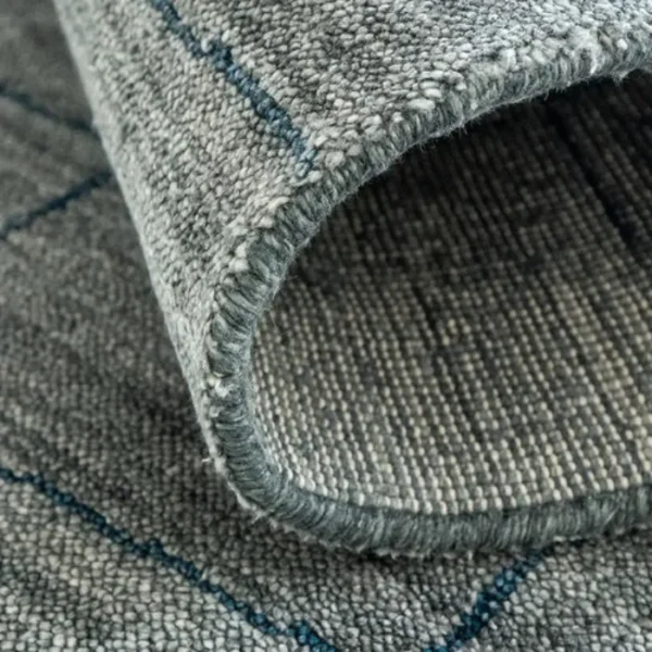 Soft Modern In Solid Grey And Teal Rug