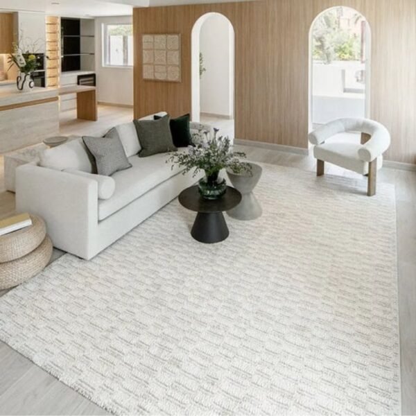 Grid layout rug with soft texture