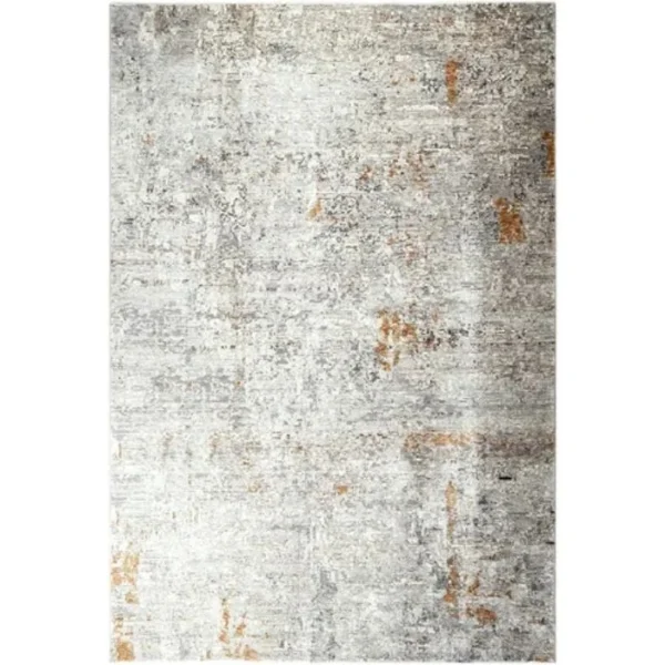 Soft-textured rug in gold and grey abstract