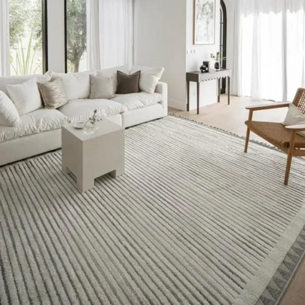 Soft Ivory Zigzag Carpet Rug