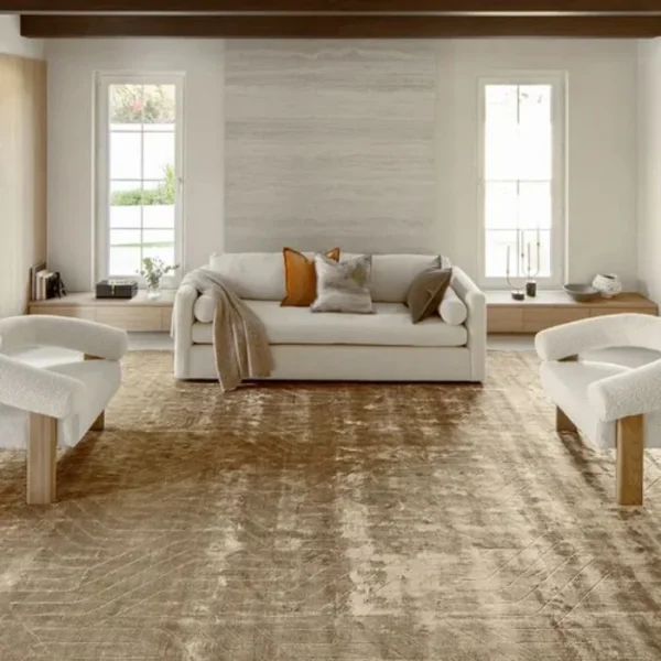 Solid gold rug in living room