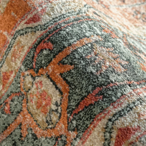 Full rug layout on tile floor