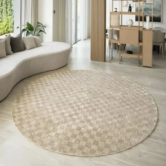 Square Checkerboard Pattern Round Rug