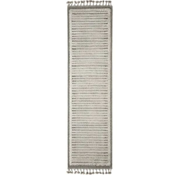 Striped Runner Rug – Contemporary Ivory Pattern image 1