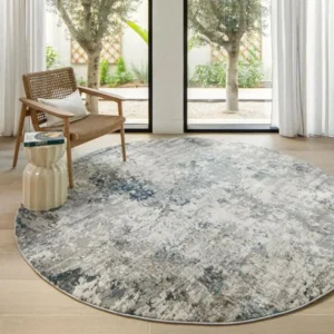 Stripped Base Faded Blurred Round Rug - Image 3