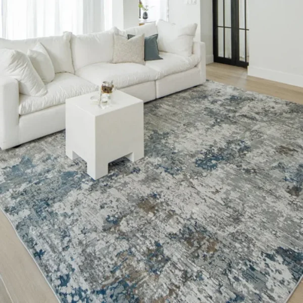 Stripped Base Faded Blurred Rug in Neutral Tones