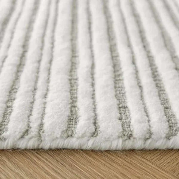 Striped rug with alternating pile types