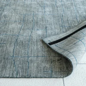 Modern In Solid Grey And Teal Rug