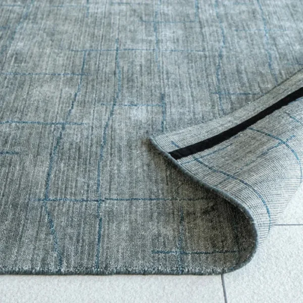 Modern In Solid Grey And Teal Rug
