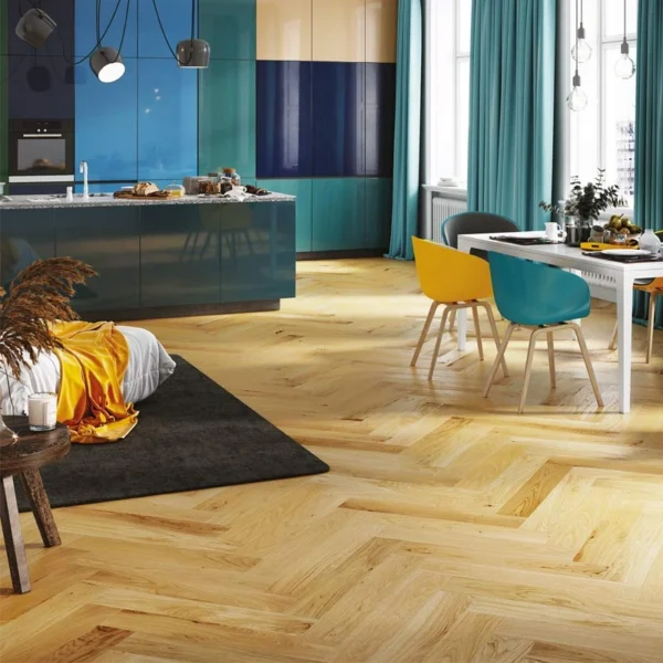 Caramel Oak Herringbone Flooring Close-Up