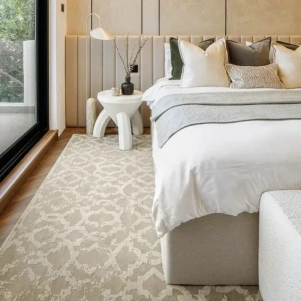 Trellis Pattern Beige Ivory Rug Bedroom Decor