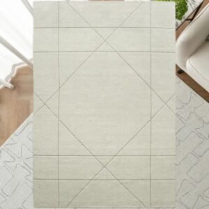 Top view of diamond-square pattern rug