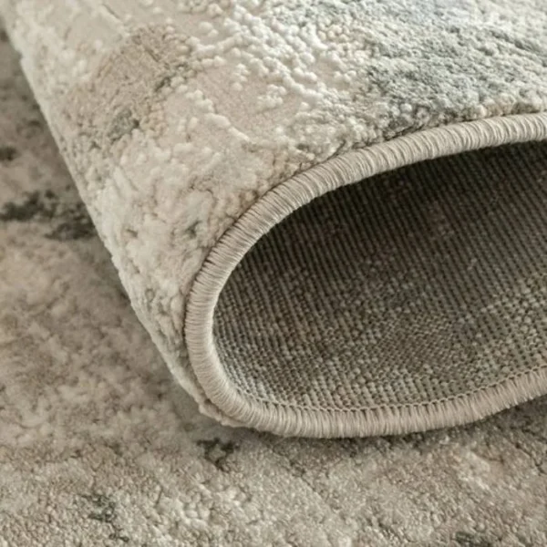 Textured blue grey abstract rug