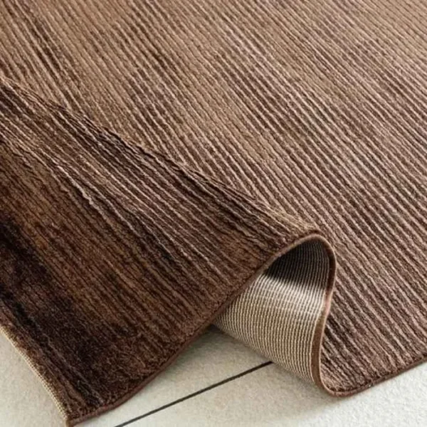 Textured brown striped rug