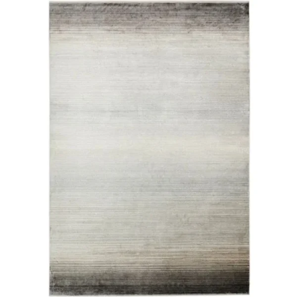 Grey area rug featuring striped texture