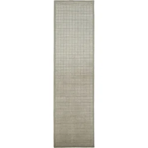 Textured Grid Patterned Beige Runner Rug image 2