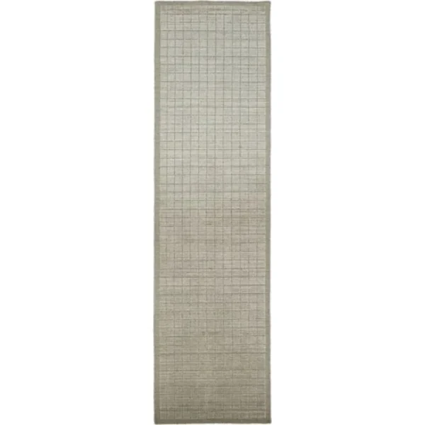 Textured Grid Patterned Beige Runner Rug image 2
