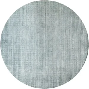 Textured Grid Patterned Blue Round Rug image 2