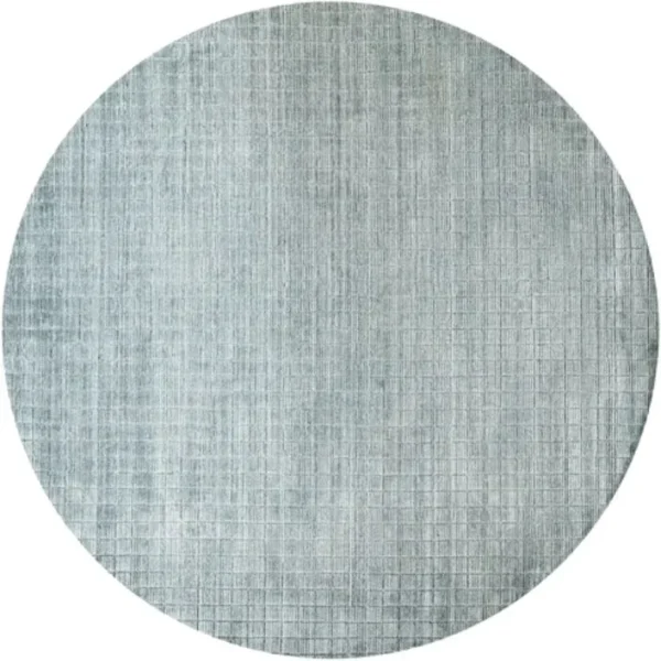 Textured Grid Patterned Blue Round Rug image 2