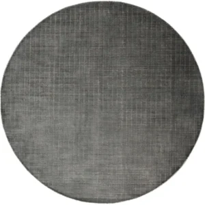 Textured Grid Patterned Dark and Light Grey Round Rug image 2