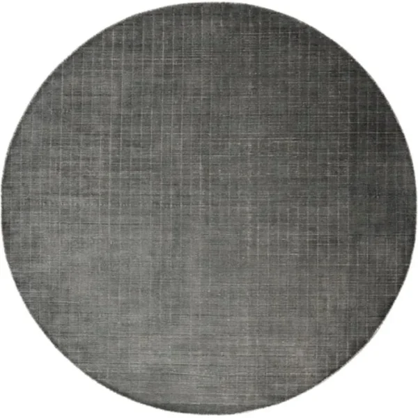 Textured Grid Patterned Dark and Light Grey Round Rug image 2