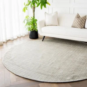 Textured Grid Patterned Round Rugs