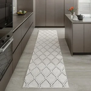 Textured Lattice Pattern Runner Rug