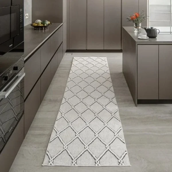 Textured Lattice Pattern Runner Rug