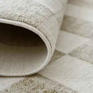 Textured Rectangle Checkerboard Round Rug image 1
