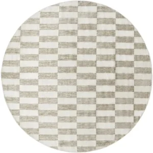 Textured Rectangle Checkerboard Round Rug image 2