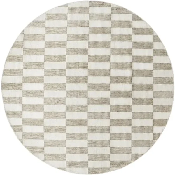 Textured Rectangle Checkerboard Round Rug image 2