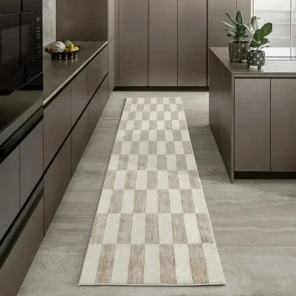 Textured Rectangle Checkerboard Runner Rugs
