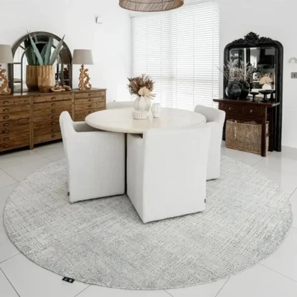 Textured Rectangle Patterned Round Rugs