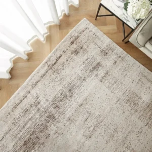 Textured Rustic Abstract Rug Beige