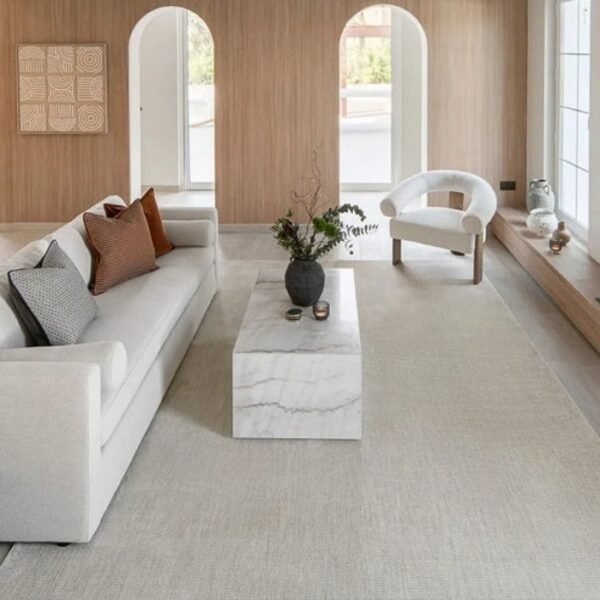 Rug with narrow linear textured stripes
