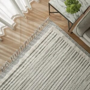 Ivory base rug with zigzag textures