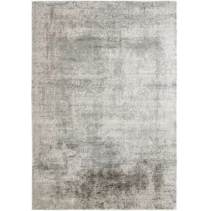 Top view of grey rustic abstract rug