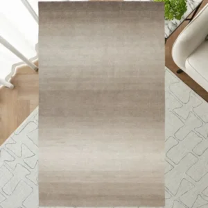 Top view of solid shaded ombré rug