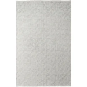 Overhead view of block pattern rug