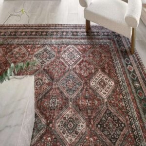Top view of diamond bordered rug