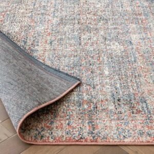 Traditional Faded Patterned Beige and Rust Runner Rugs - Image 3