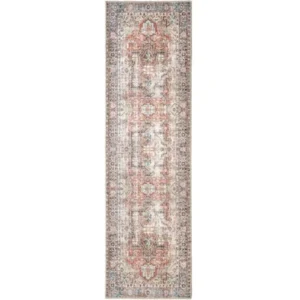 Traditional Medallion Patterned Beige Runner Rugs image 2